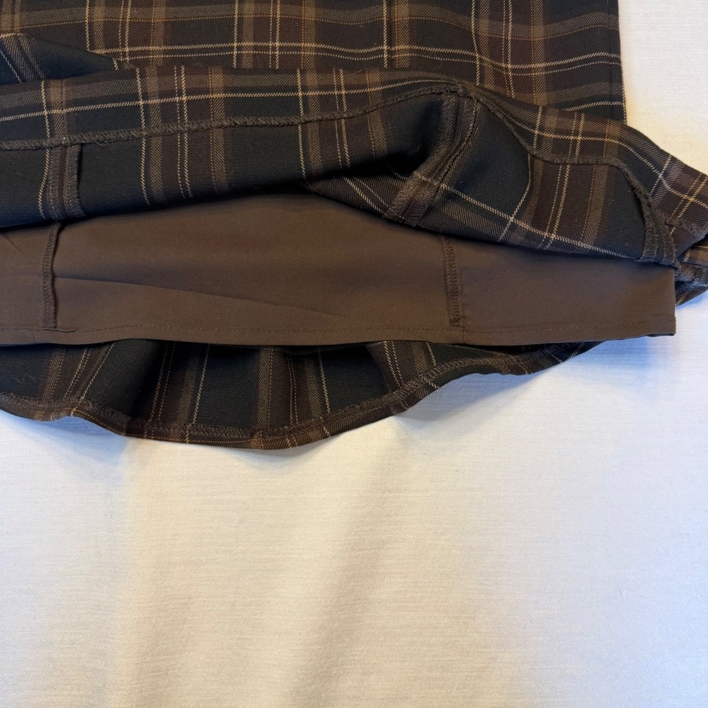 Body by Victoria Pencil Skirt Womens 4 Brown Plaid Wool Blend Pleated back Midi - Picture 11 of 12